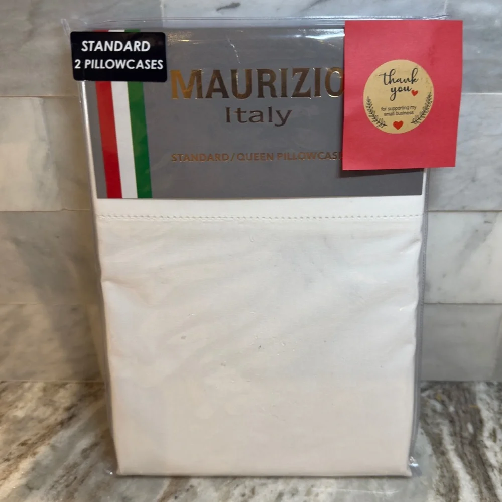 Maurizio Italy Luxury 100% Cotton Standard Set of 2 Pillowcases Hemstitch New